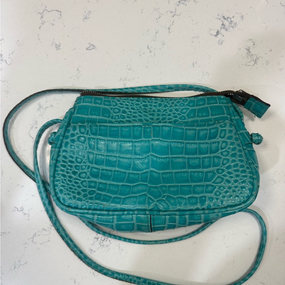 Patricia Nash Teal Crocodile-Embossed Crossbody Bag